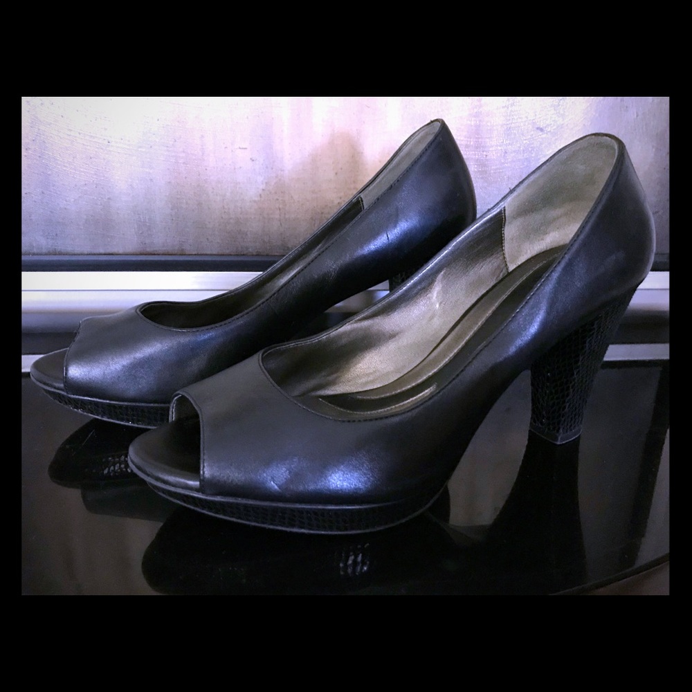 Naturalizer N5 Leather Platform open toed pump